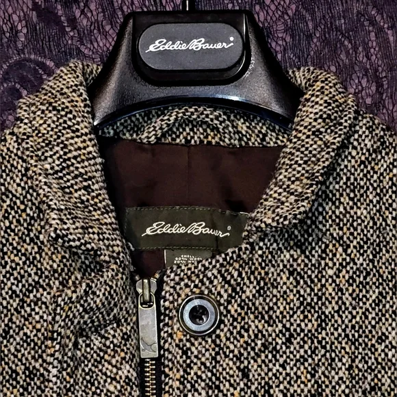 Eddie Bauer Vintage Womens Wool Blend Tweed Trench Coat Sz. S - Picture 6 of 12